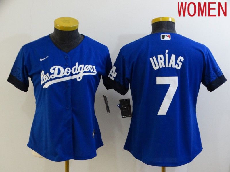 Women Los Angeles Dodgers 7 Urias Blue City Edition Game Nike 2021 MLB Jersey